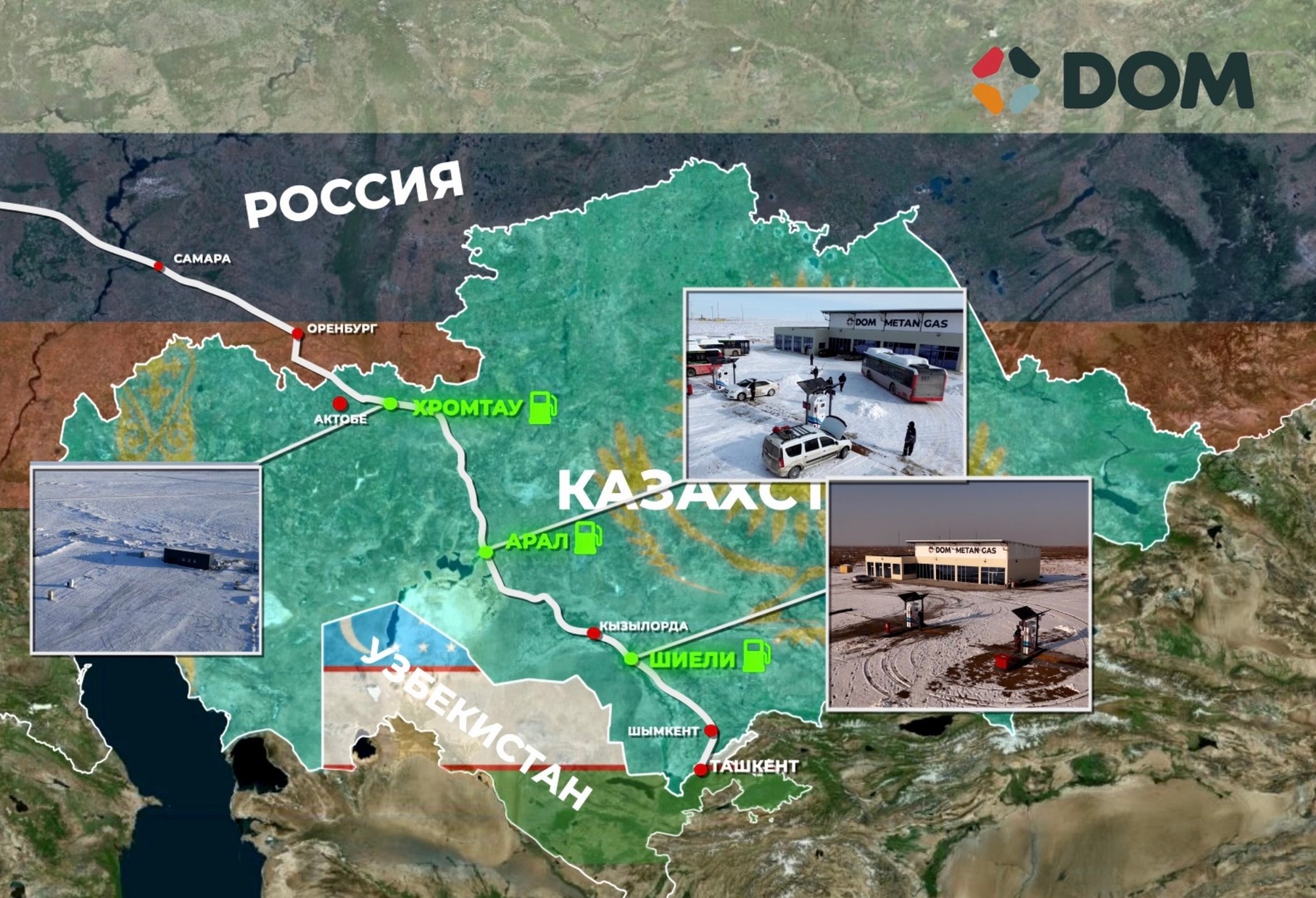 Xaritadagi M32 Samara - Chimkent trassasi